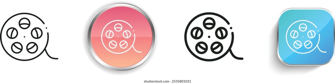 film strip icon. Thin Linear, Regular and Button Style Design Isolated On White Background