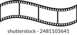 film strip icon used for videography elements, cinema reel. Filmstrip with frames, photo and videos for camera. Old white and black film tapes of 35mm. Realistic film strip on white background.