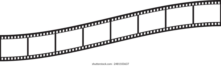 film strip icon used for videography elements, cinema reel. Filmstrip with frames, photo and videos for camera. Old white and black film tapes of 35mm. Realistic film strip on white background.