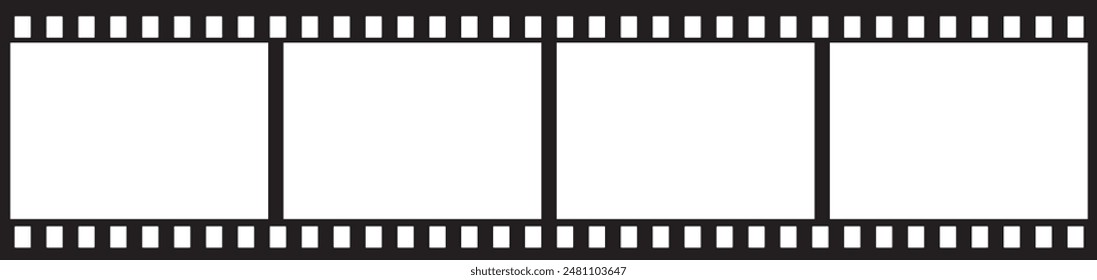 Icono de tira de película utilizado para Elementos de videografía, carrete de cine. Tira de película con marcos, fotos y videos para la cámara. Viejas cintas de película blancas y negras de 35mm. Tira de película realista sobre fondo blanco.