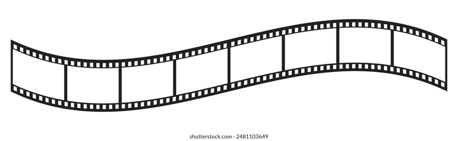 film strip icon used for videography elements, cinema reel. Filmstrip with frames, photo and videos for camera. Old white and black film tapes of 35mm. Realistic film strip on white background.