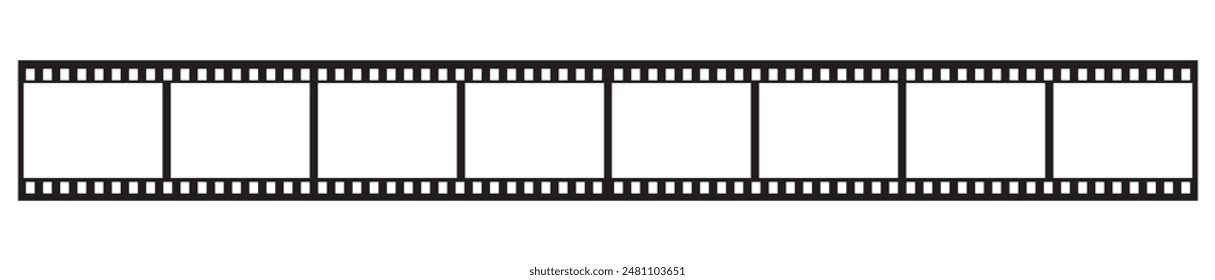 film strip icon used for videography elements, cinema reel. Filmstrip with frames, photo and videos for camera. Old white and black film tapes of 35mm. Realistic film strip on white background.