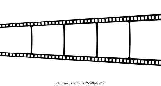 film strip icon used for videography elements, cinema reel. Filmstrip with frames, photo and videos for camera. Old white and black film tapes of 35mm. Realistic film strip on white background.