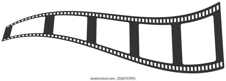 Film strip icon used for videography elements, cinema reel. Filmstrip with frames, photo and videos for camera. Old white and black film tapes of 35mm. Realistic film strip on white background.