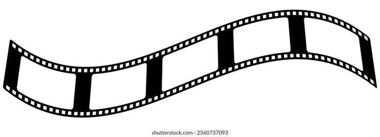 Film strip icon used for videography elements, cinema reel. Filmstrip with frames, photo and videos for camera. Old white and black film tapes of 35mm. Realistic film strip on white background.