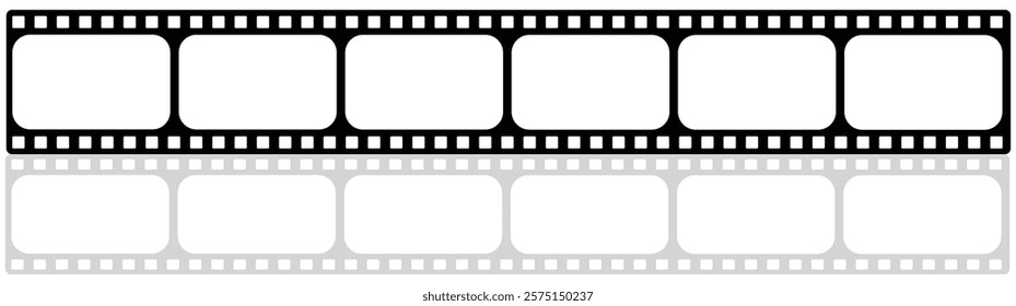 film strip icon used for videography elements, cinema reel. Filmstrip with frames, photo and videos for camera.