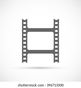 Film strip icon. Vector black cinema and movie design element