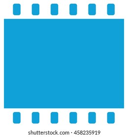 Film strip icon vector. Blue background
