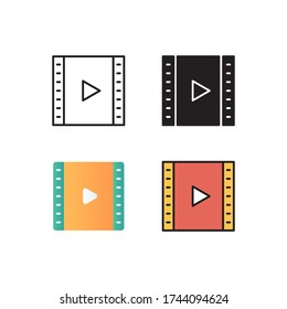 film strip icon vector with different style design. isolated on white background