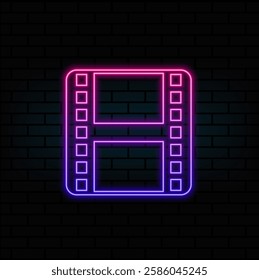 Film strip icon, Film strip vector illustration. neon style.