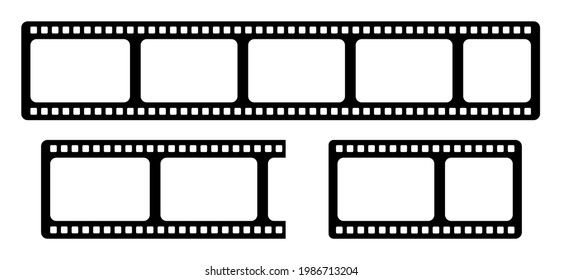 Film strip icon. Vector isolated element. Film strip roll black icon. Video tape photo film strip frame vector illustration