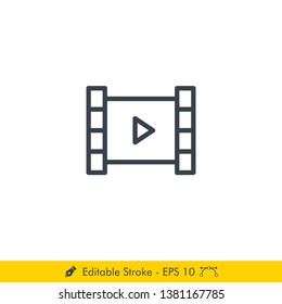 Film Strip Icon / Vector - In Line / Stroke Design