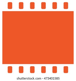 Film strip icon vector. Orange background