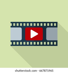 film strip icon, video icon, flat style with long shadow, isolated
