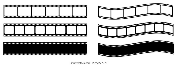  Film strip icon. Video tape photo film strip frame vector. Old white and black film tapes . Vector illustrarion