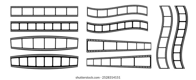  Film strip icon. Video tape photo film strip frame vector. Old white and black film tapes . Vector illustrarion