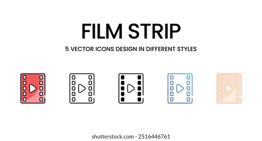 Film Strip icons set five different style vector stock illustration