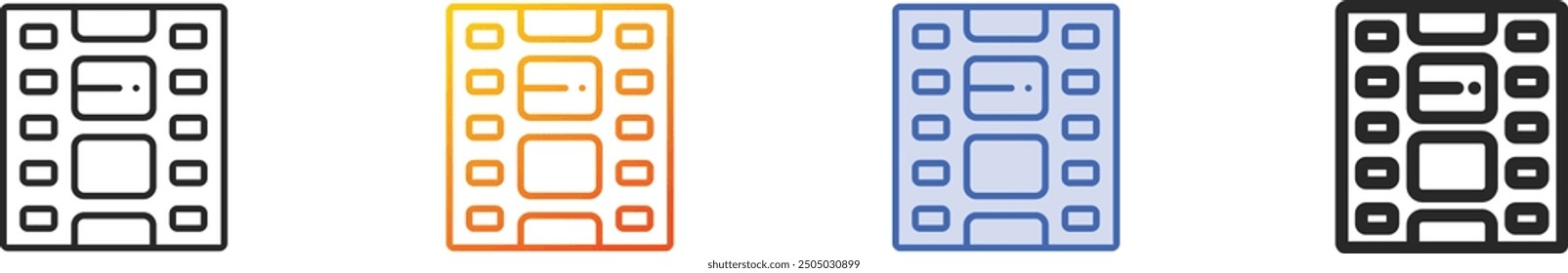 film strip icon.Thin Linear, Gradient, Blue Stroke and bold Style Design Isolated On White Background