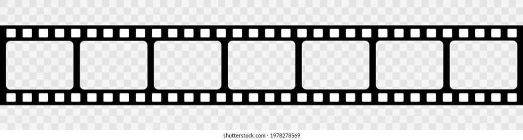 Film strip isolated on transparent background. Realistic photo frame. Vintage retro cinema movie filmstrip. Vector illustration.
