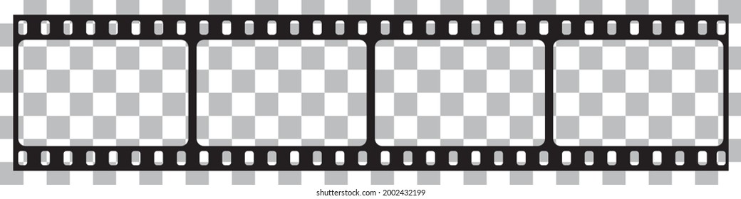 Film strip isolated vector icon. Retro picture with film strip icon. Film strip roll. Video tape photo film strip frame vector on transparent