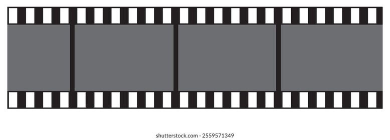 Film strip isolated vector icon. Film strip roll. Video tape photo film strip frame vector on transparent.