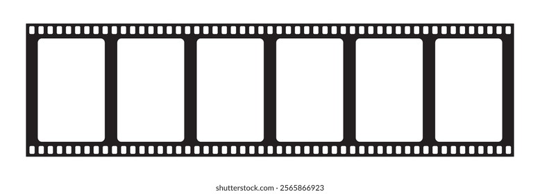 Film strip isolated vector icon. Retro picture with film strip icon. Film strip roll. Video tape photo film strip frame vector on transparent