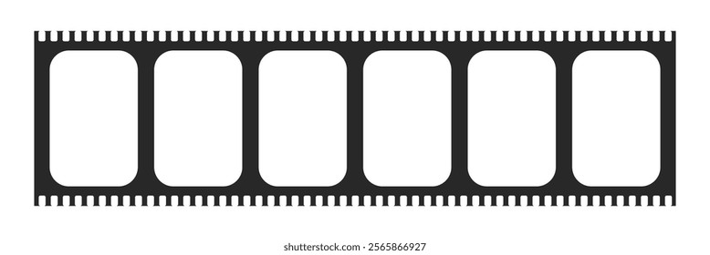 Film strip isolated vector icon. Retro picture with film strip icon. Film strip roll. Video tape photo film strip frame vector on transparent