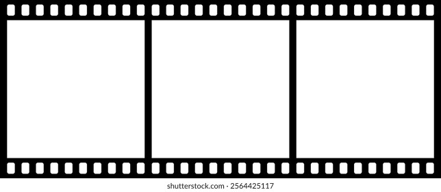 Film strip isolated. Video tape photo film strip frame. Blank photo frames. Retro film roll.