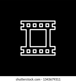 Film Strip Line Icon On Black Background. Black Flat Style Vector Illustration.