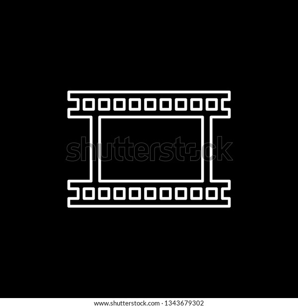 Film Strip Line Icon On Black Background.\
Black Flat Style Vector\
Illustration.