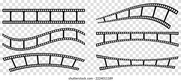 Film strip line icons. Vector illustration isolated on transparent background