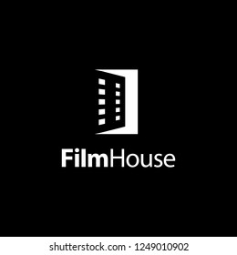 Film Strip Movie With Door House Home Negative Space Logo Design Inspiration