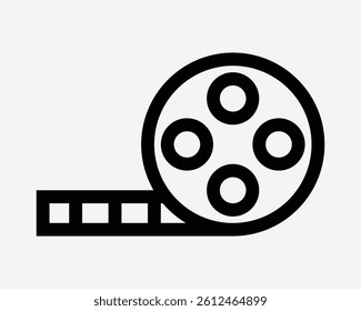 Film Strip Movie Roll Reel Black Outline Icon Sign Symbol Cinema Recording Video Camera Photo Tape Equipment Motion Graphics Recorder Vector Multimedia