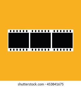Film strip negative vector icon. Yellow background
