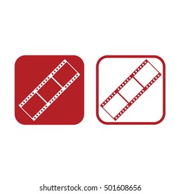 Film strip negative vector icon. Red and white