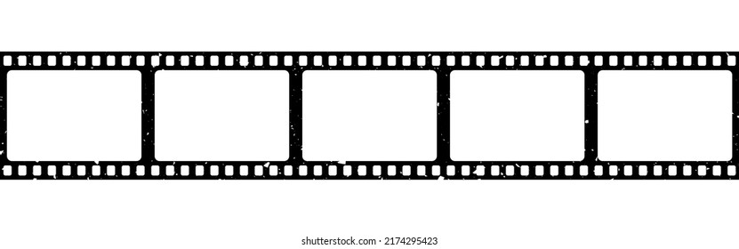 Film strip old effect. Camera roll on white backdrop. Film frame template. Analog video negatives. Empty photo frames. Vector illustration.