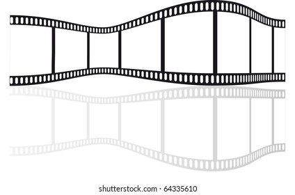 Film strip on a white background. Black tape for recording movies isolated, vectorr