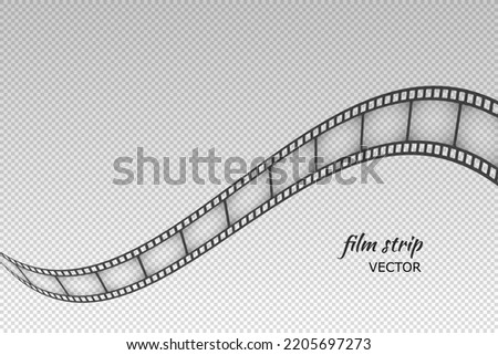 Film strip pattern. Black motion filmstrip on transparent background. Element for design old video film format. Dynamic clipping reel movie. Speed photo frame tape. Roll camera. Vector illustration