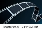 Film strip in perspective. 3D isometric film strip. Cinema Background. Template cinema festival or presentation with place for your text. Movie time and entertainment concept. Vector illustration.