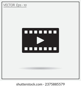 film strip with play - black vector icon