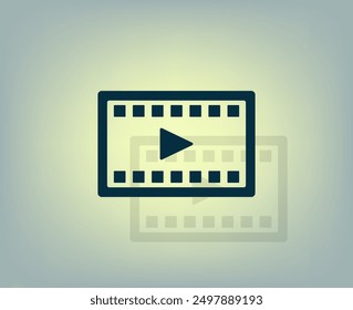 film strip with play - black vector icon