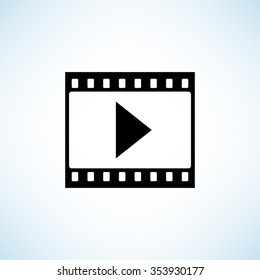 film strip with play -  black vector icon