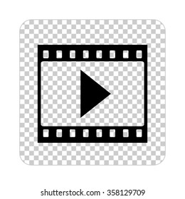 film strip with play -  black vector icon