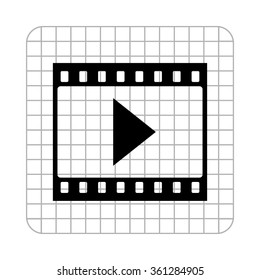 film strip with play  - black vector icon