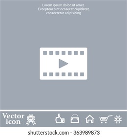 film strip with play - black vector icon