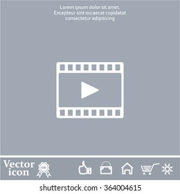 film strip with play - black vector icon