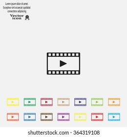 film strip with play - black vector icon