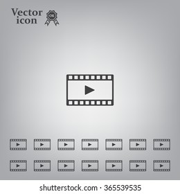 film strip with play - black vector icon