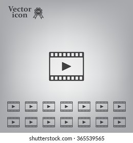 film strip with play - black vector icon