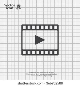 film strip with play - black vector icon